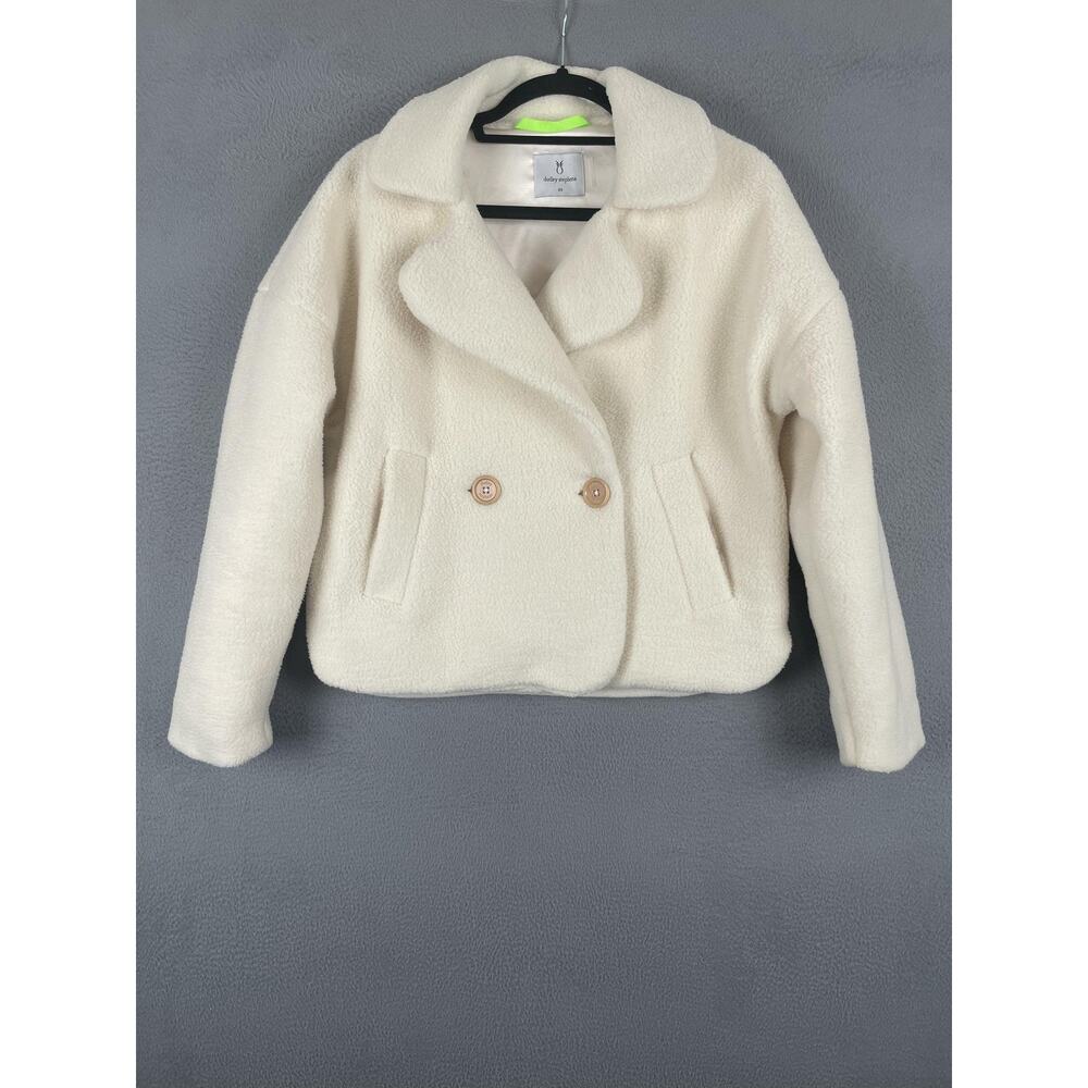 Dudley Stephens Jacket Womens XS Cream Pea Coat Collared Lined Fleece Pockets